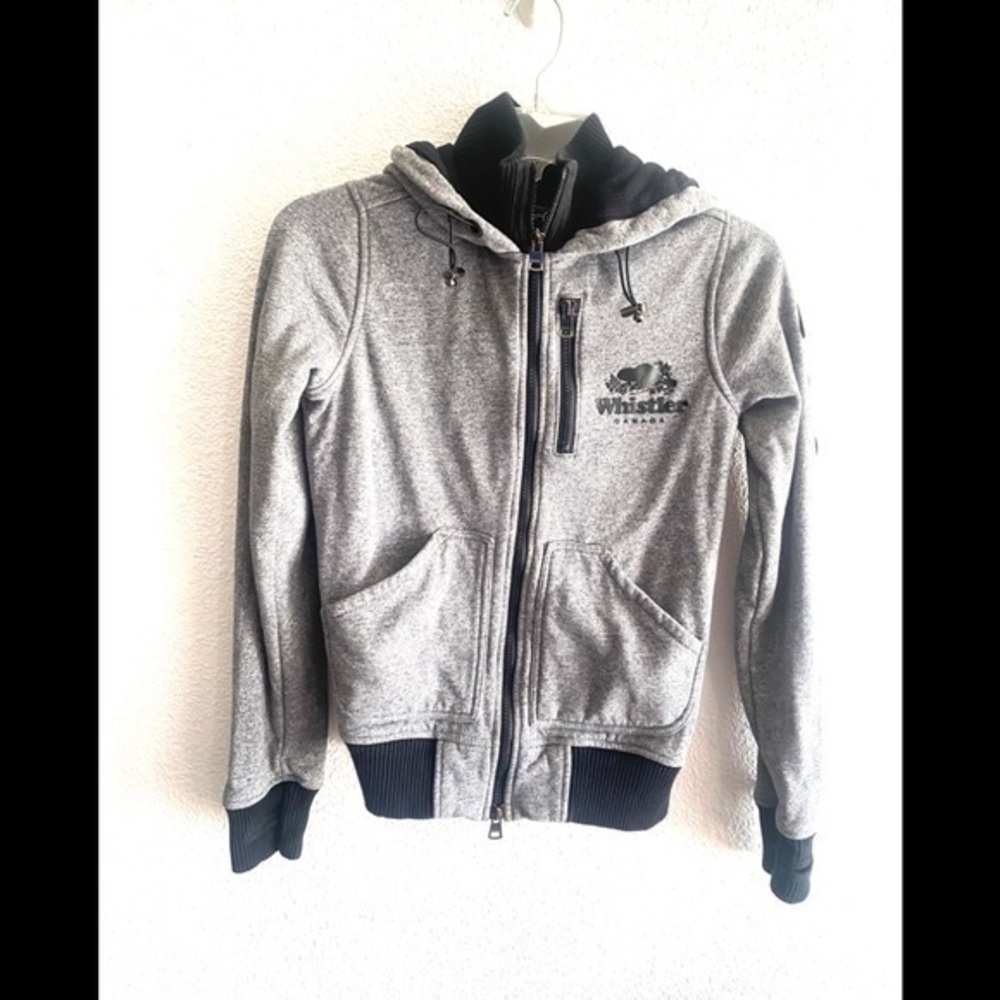 ROOTS whistler Canadá gray full zip hooded sweater size XS